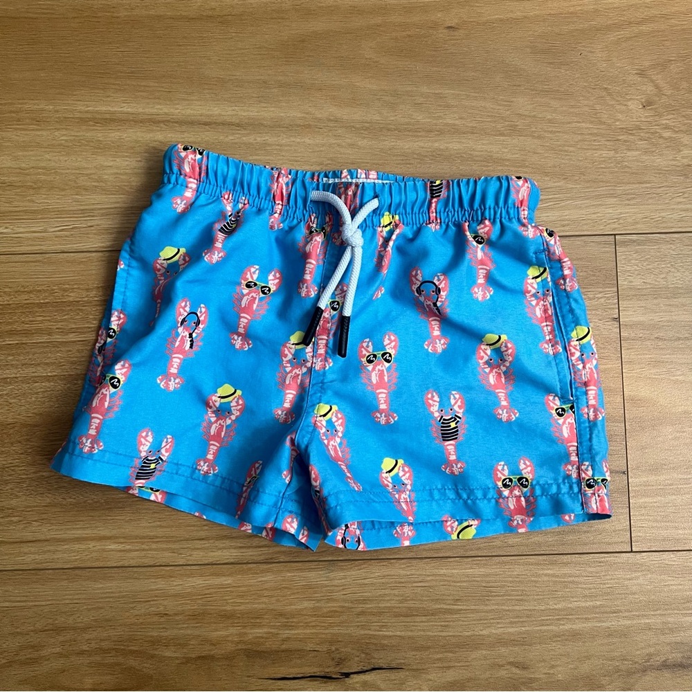 Swim Trunks - Blue with Lobster Print